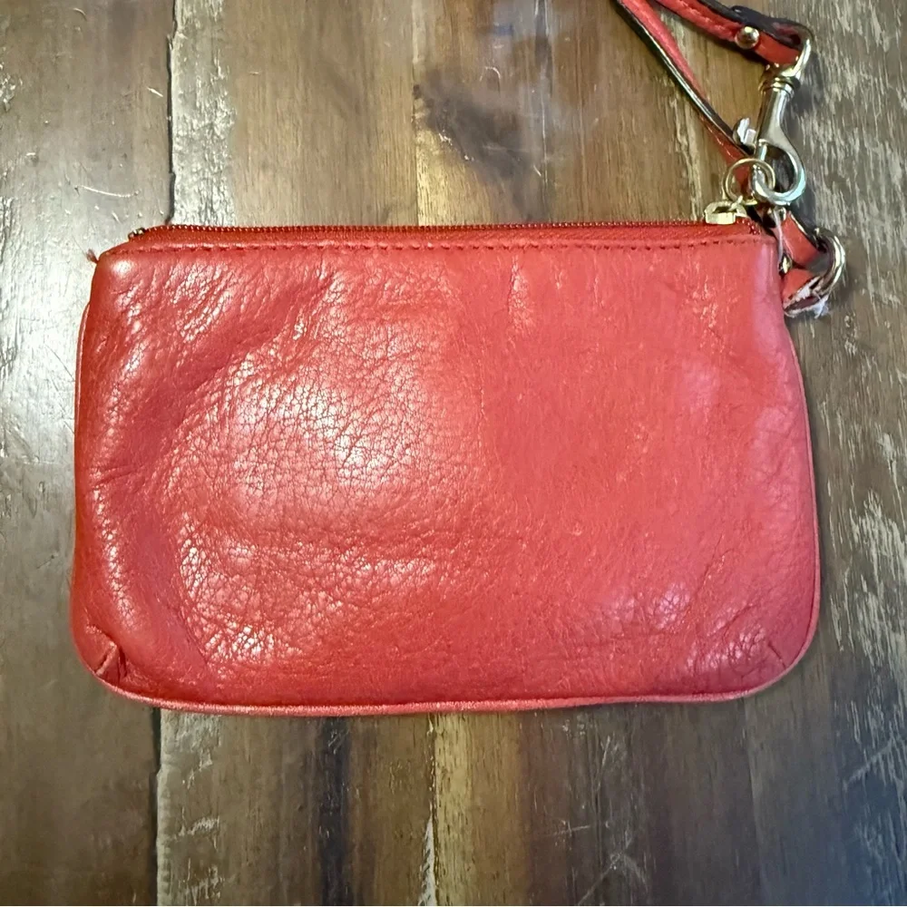 Coach Leather‎ Wristlet Wallet Pink Orange